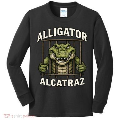 Funny Alligator Alcatraz Jail Prison Gator Kids Long Sleeve Shirt