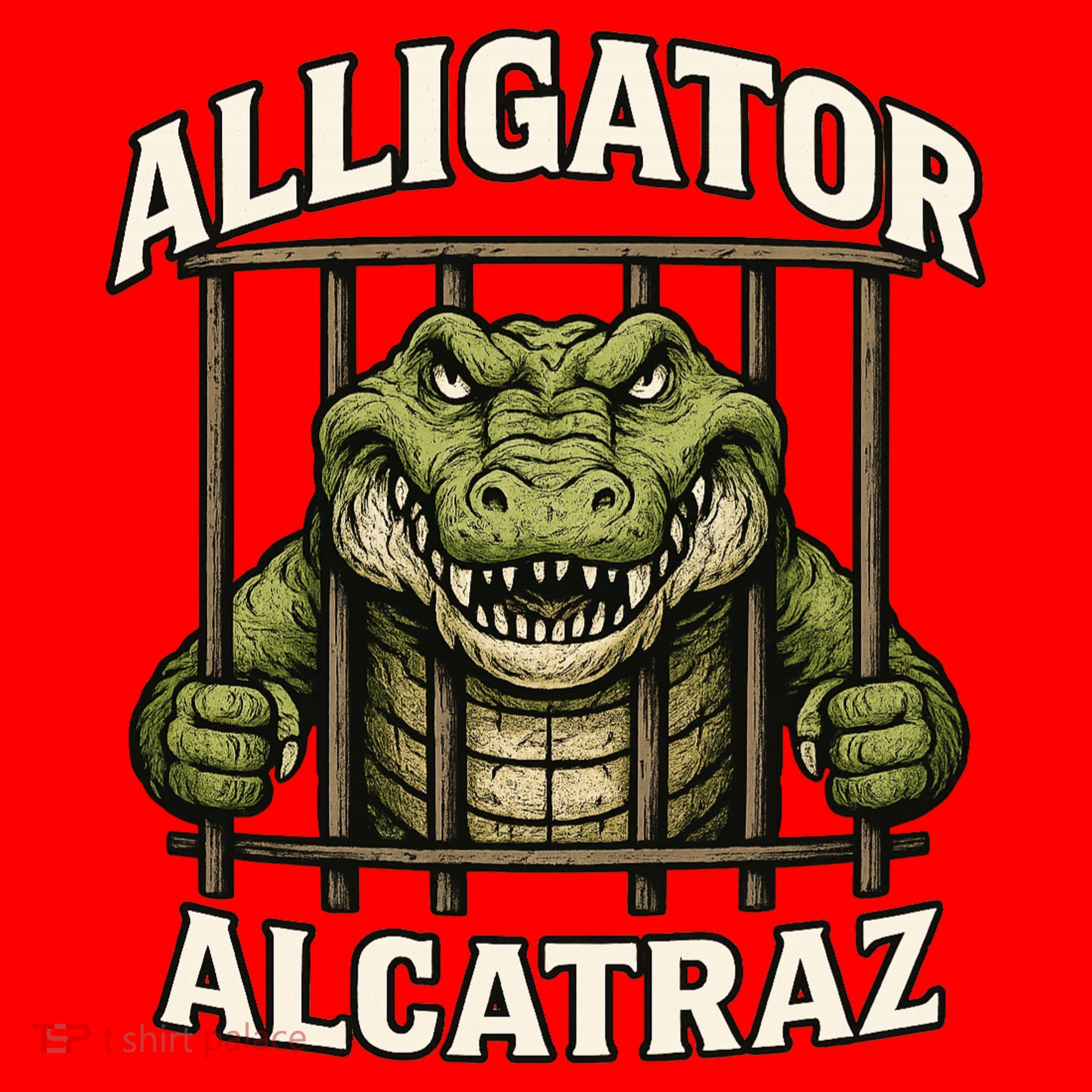 Funny Alligator Alcatraz Jail Prison Gator Santa Hat