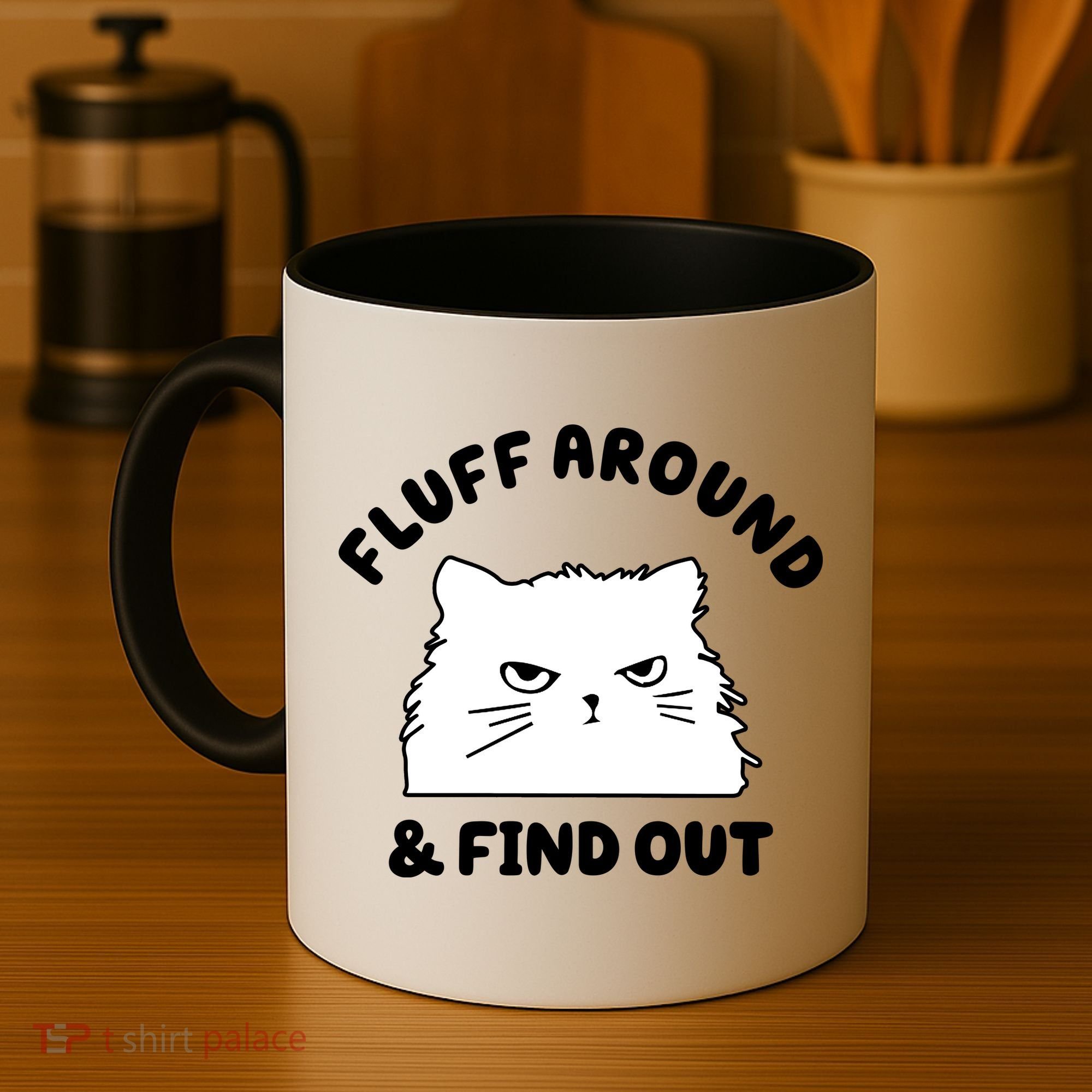 Fluff Around And Find Out Funny Angry Cat Coffee Mug