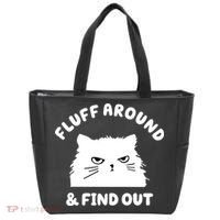 Fluff Around And Find Out Funny Angry Cat Tote Bag thumb 0
