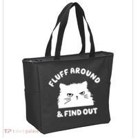 Fluff Around And Find Out Funny Angry Cat Tote Bag thumb 2
