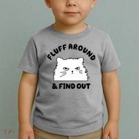 Fluff Around And Find Out Funny Angry Cat Toddler T-Shirt thumb 2