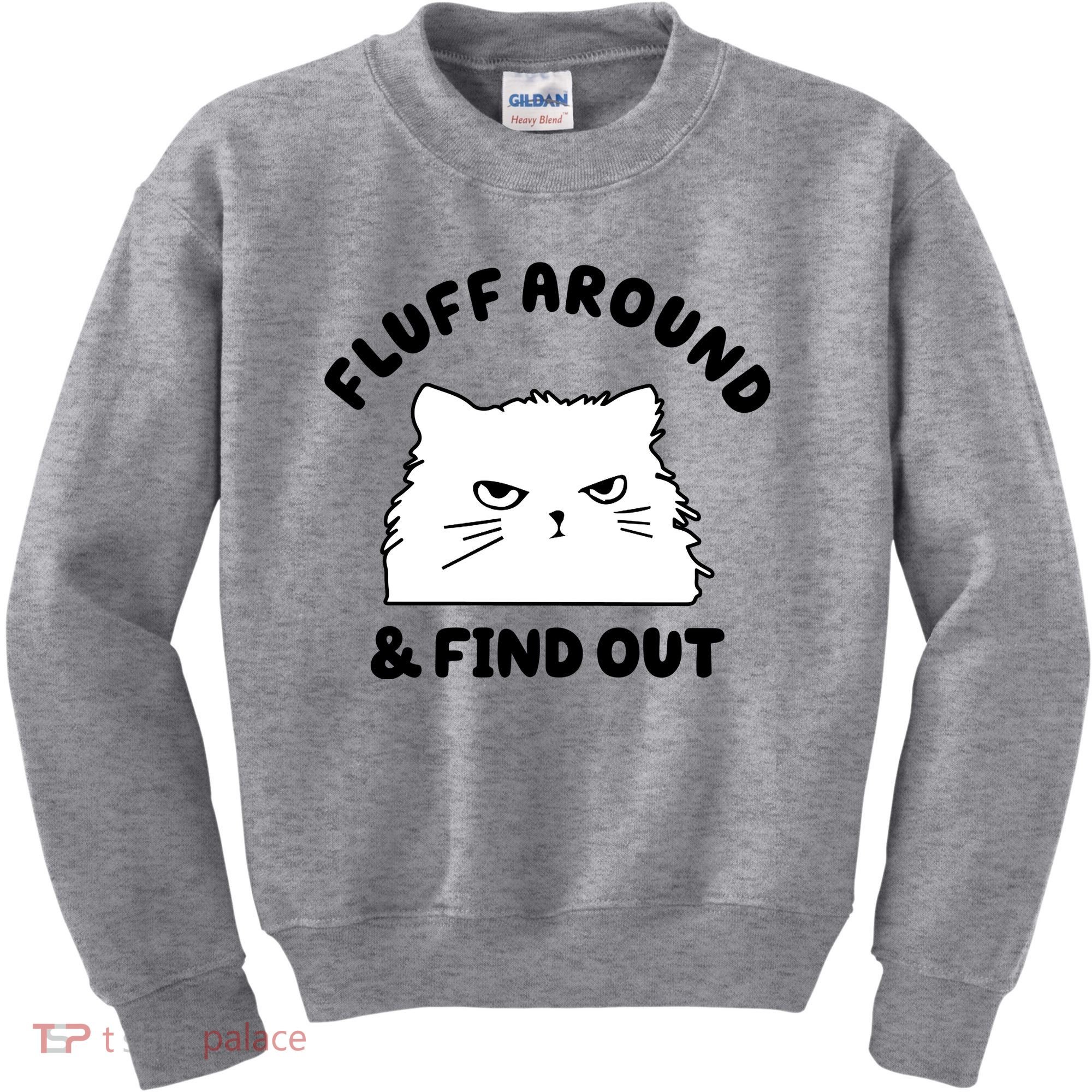Fluff Around And Find Out Funny Angry Cat Kids Sweatshirt