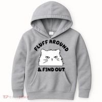 Fluff Around And Find Out Funny Angry Cat Kids Hoodie thumb 0