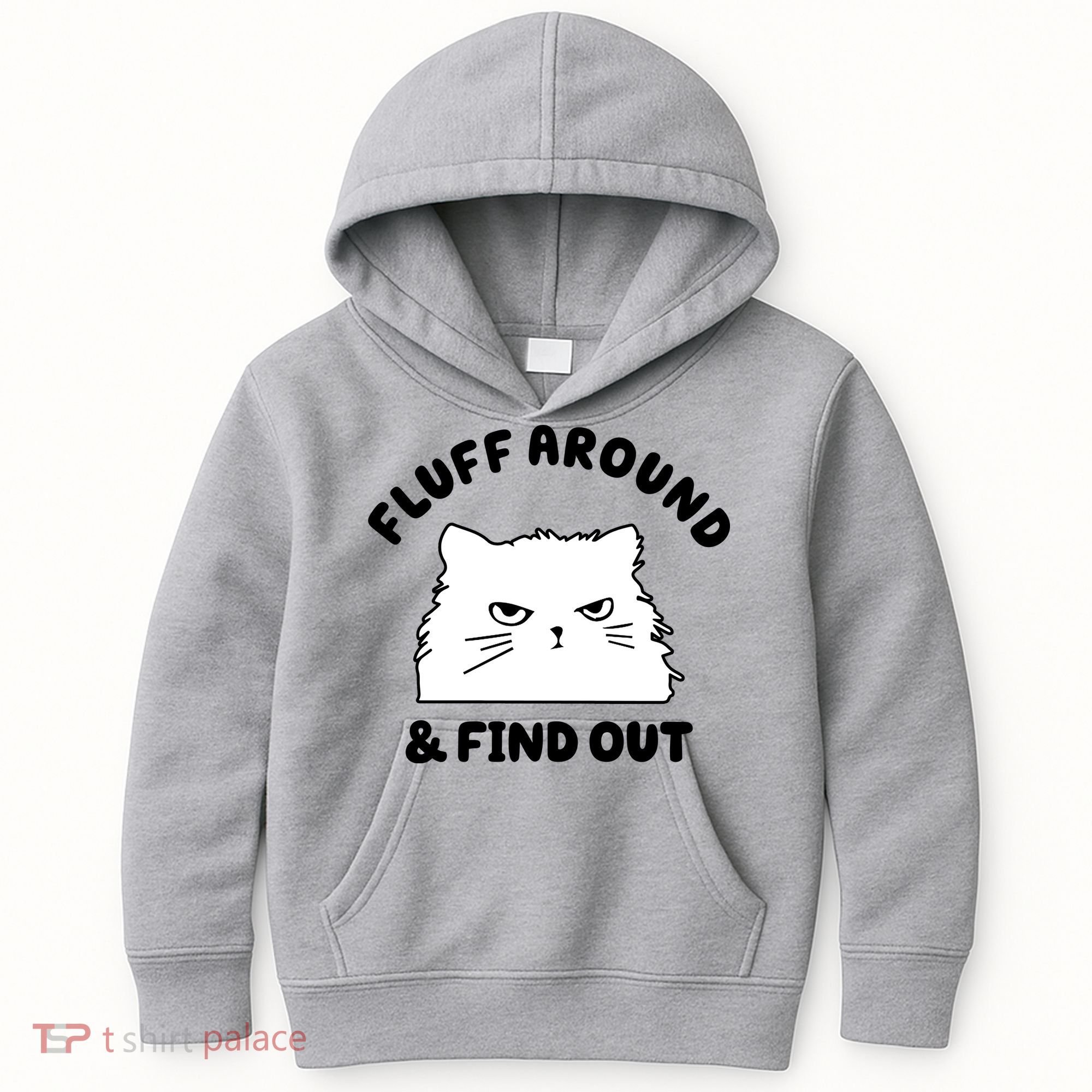 Fluff Around And Find Out Funny Angry Cat Kids Hoodie