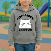 Fluff Around And Find Out Funny Angry Cat Kids Hoodie thumb 3