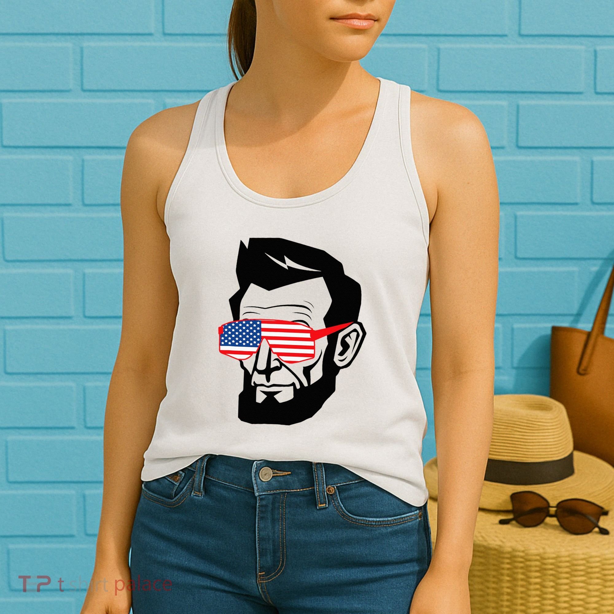 Funny Abraham Abe Lincoln July 4th Funny Women's Tank Top