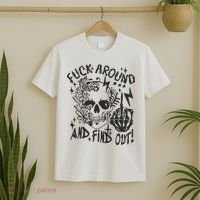 Fuck Around And Find Out Snarky Adult Humor Floral Skull Skeleton T-Shirt thumb 2