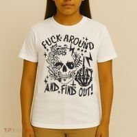 Fuck Around And Find Out Snarky Adult Humor Floral Skull Skeleton T-Shirt thumb 4