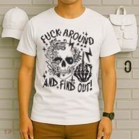 Fuck Around And Find Out Snarky Adult Humor Floral Skull Skeleton T-Shirt thumb 6