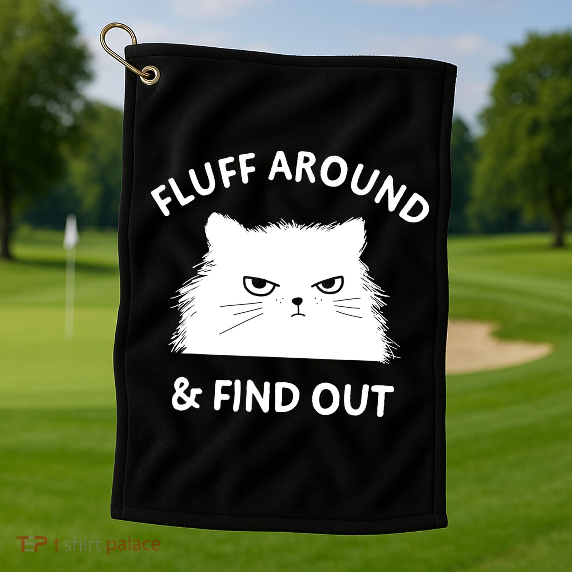 Fluff Around And Find Out Funny Cat Adult Humor Cool Gift Golf Towel