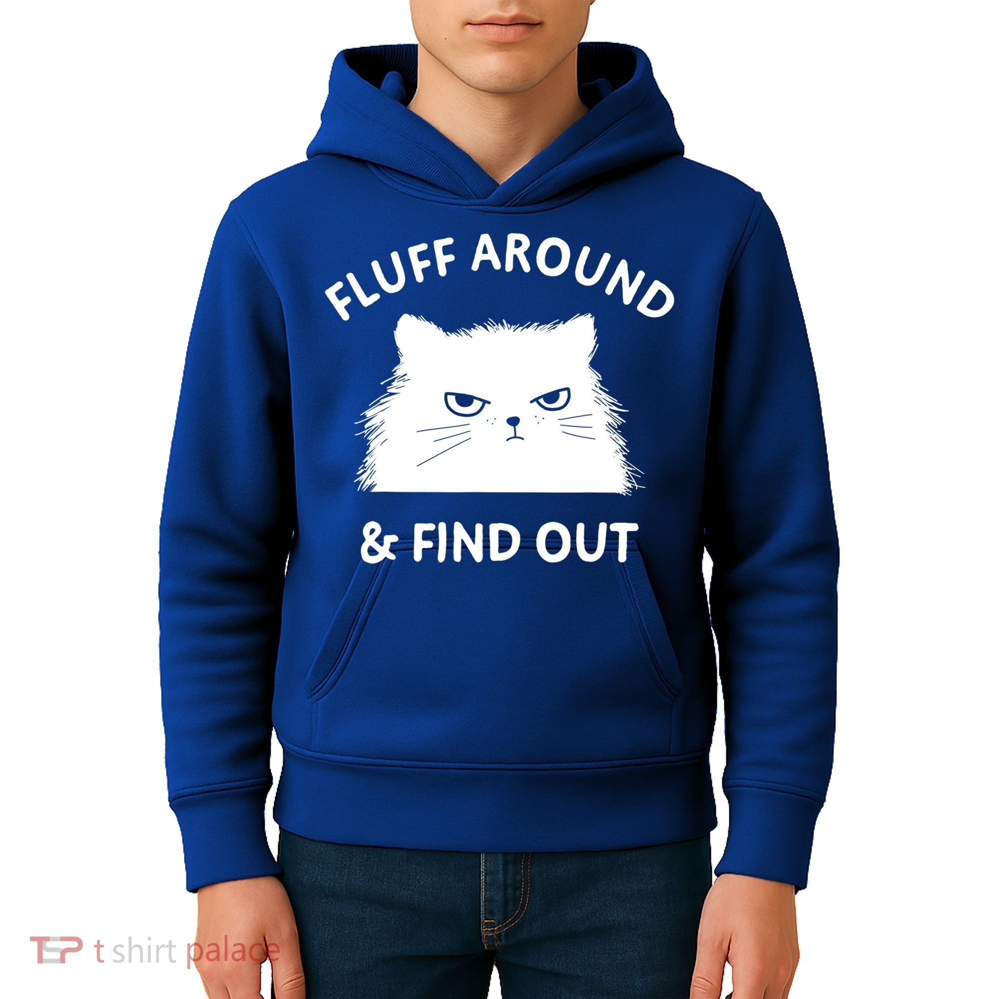 Fluff Around And Find Out Funny Cat Adult Humor Cool Gift Kids Hoodie