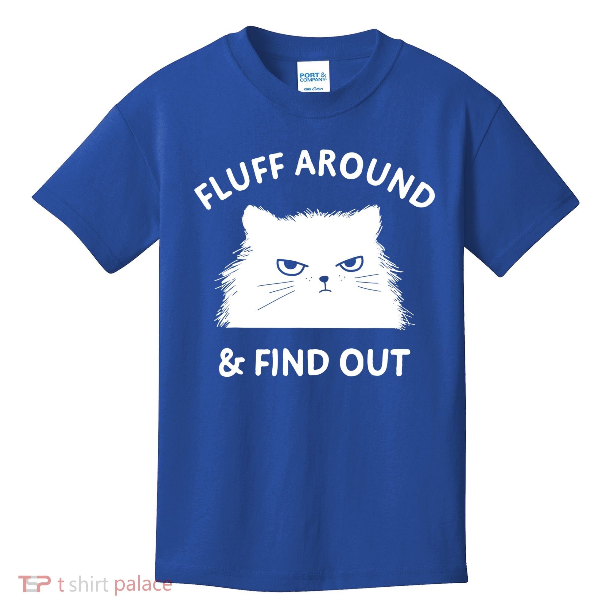 Fluff Around And Find Out Funny Cat Adult Humor Cool Gift Kids T-Shirt