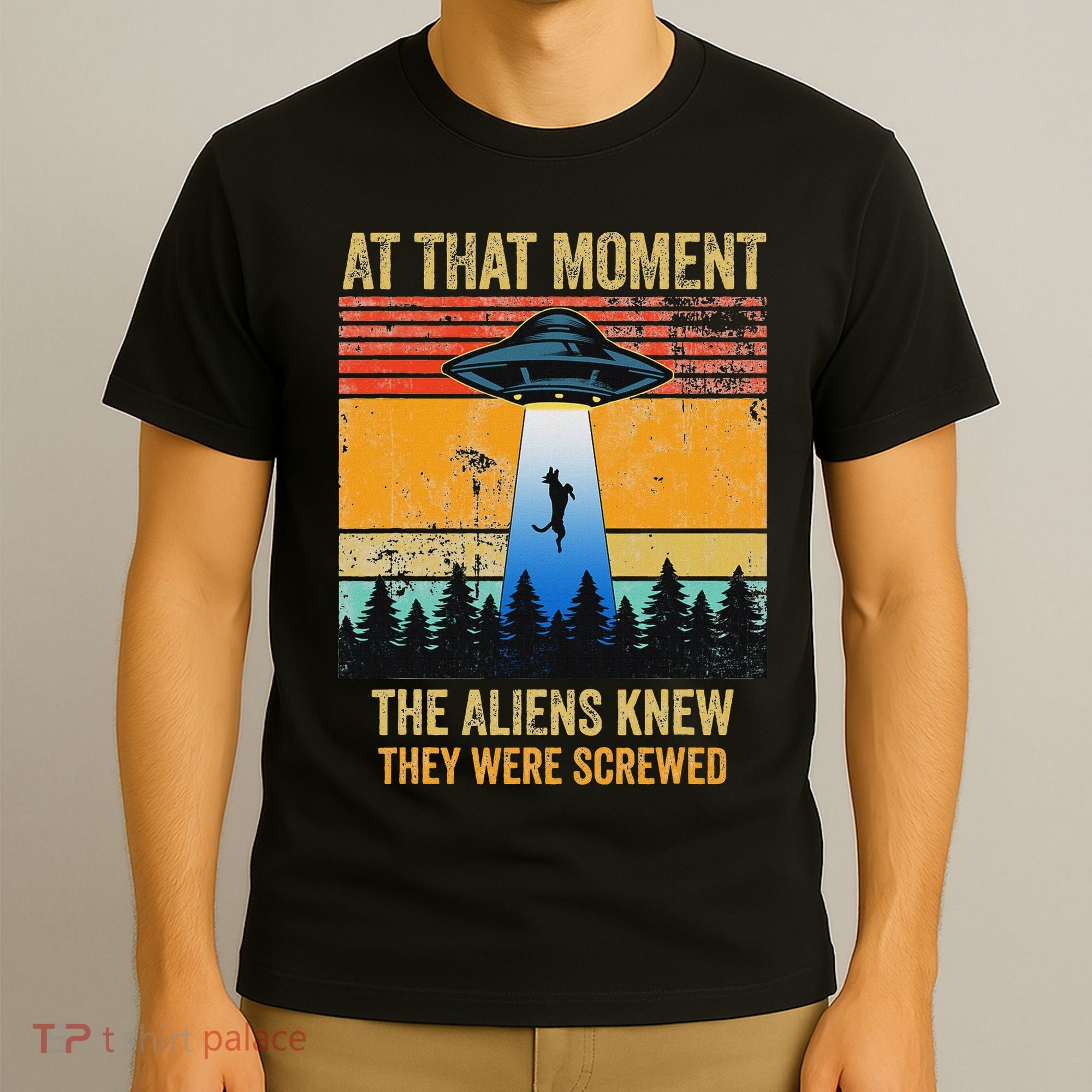 Funny Alien Abduction Malinois Dutch Shepherd Ufo Uap Dog T-Shirt