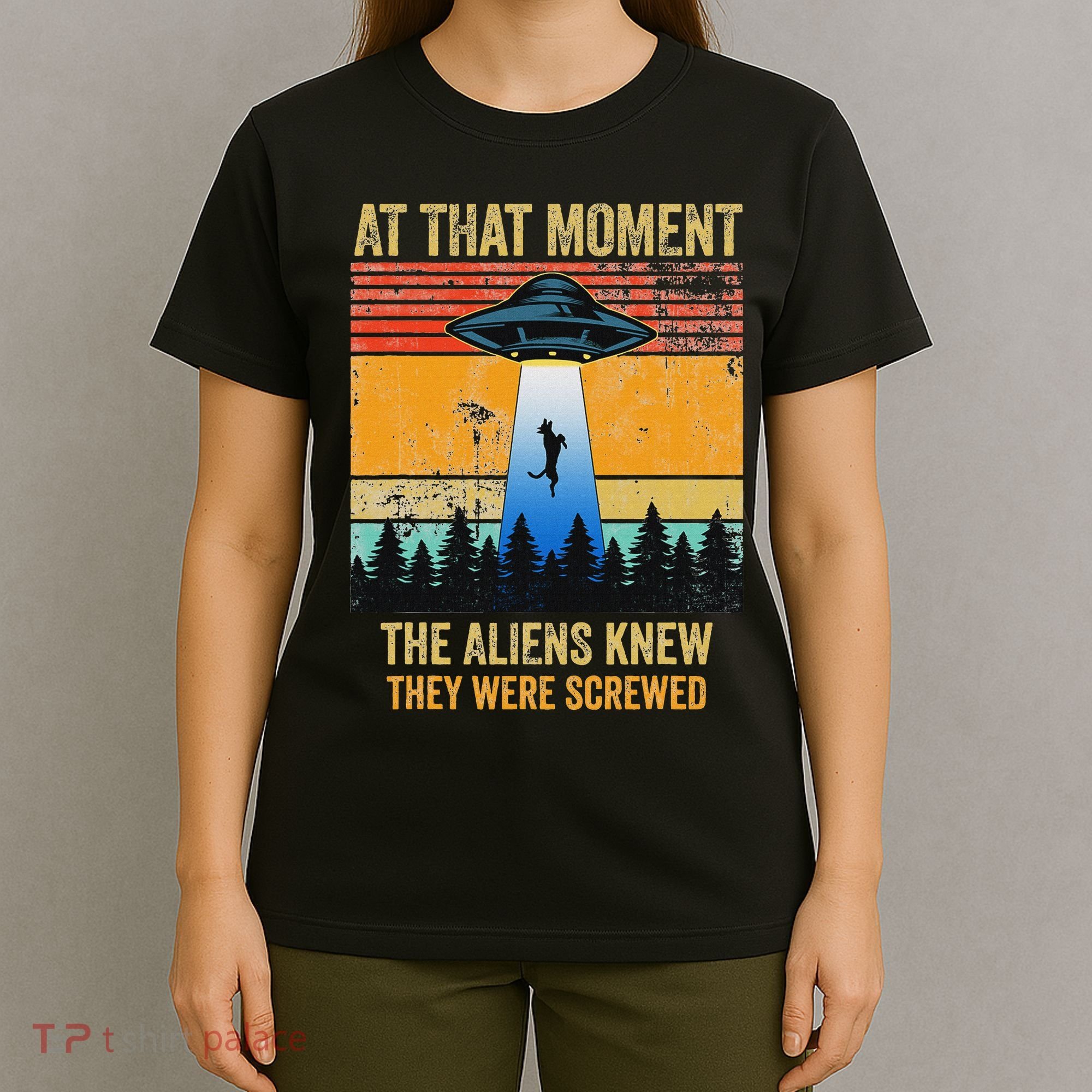 Funny Alien Abduction Malinois Dutch Shepherd Ufo Uap Dog T-Shirt