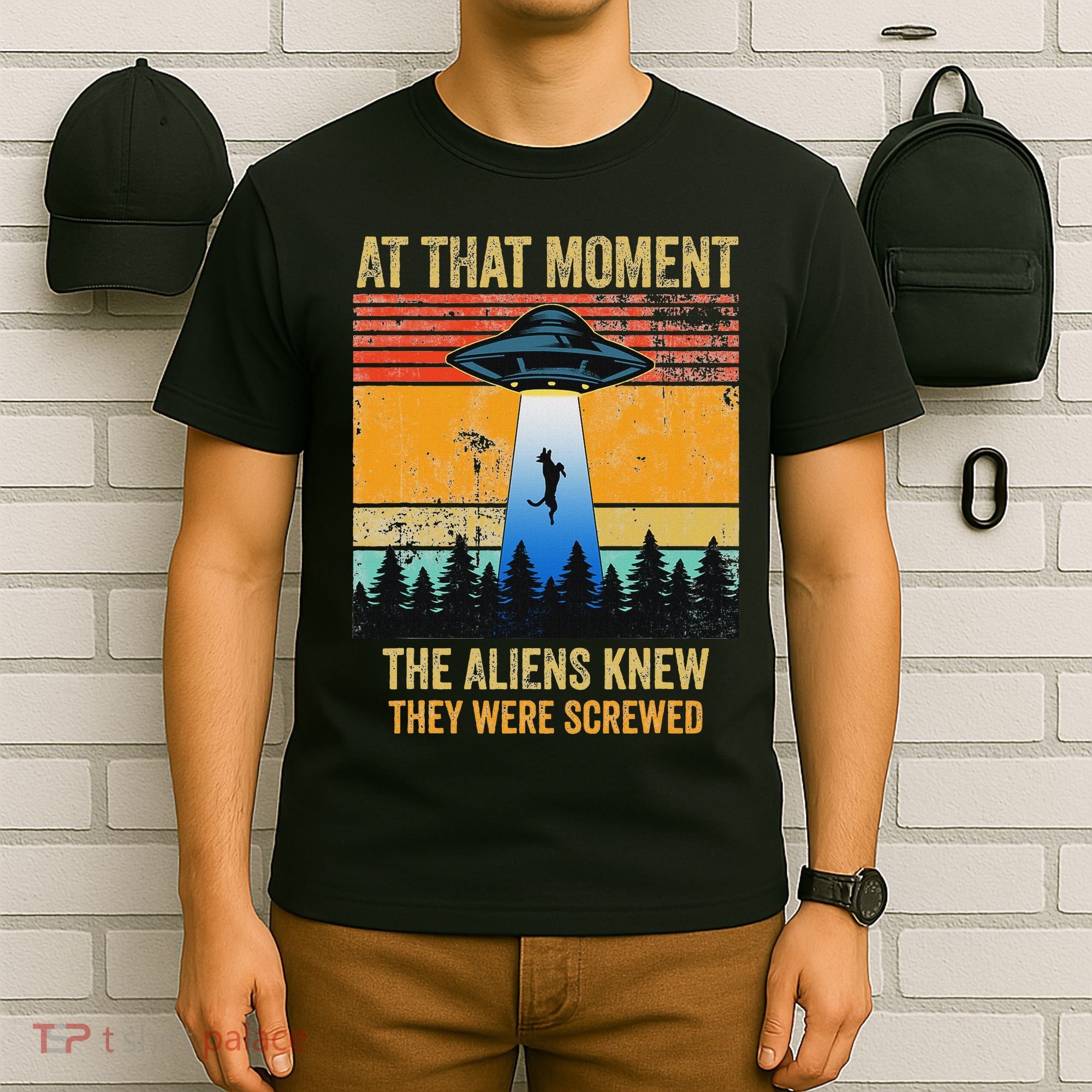 Funny Alien Abduction Malinois Dutch Shepherd Ufo Uap Dog T-Shirt