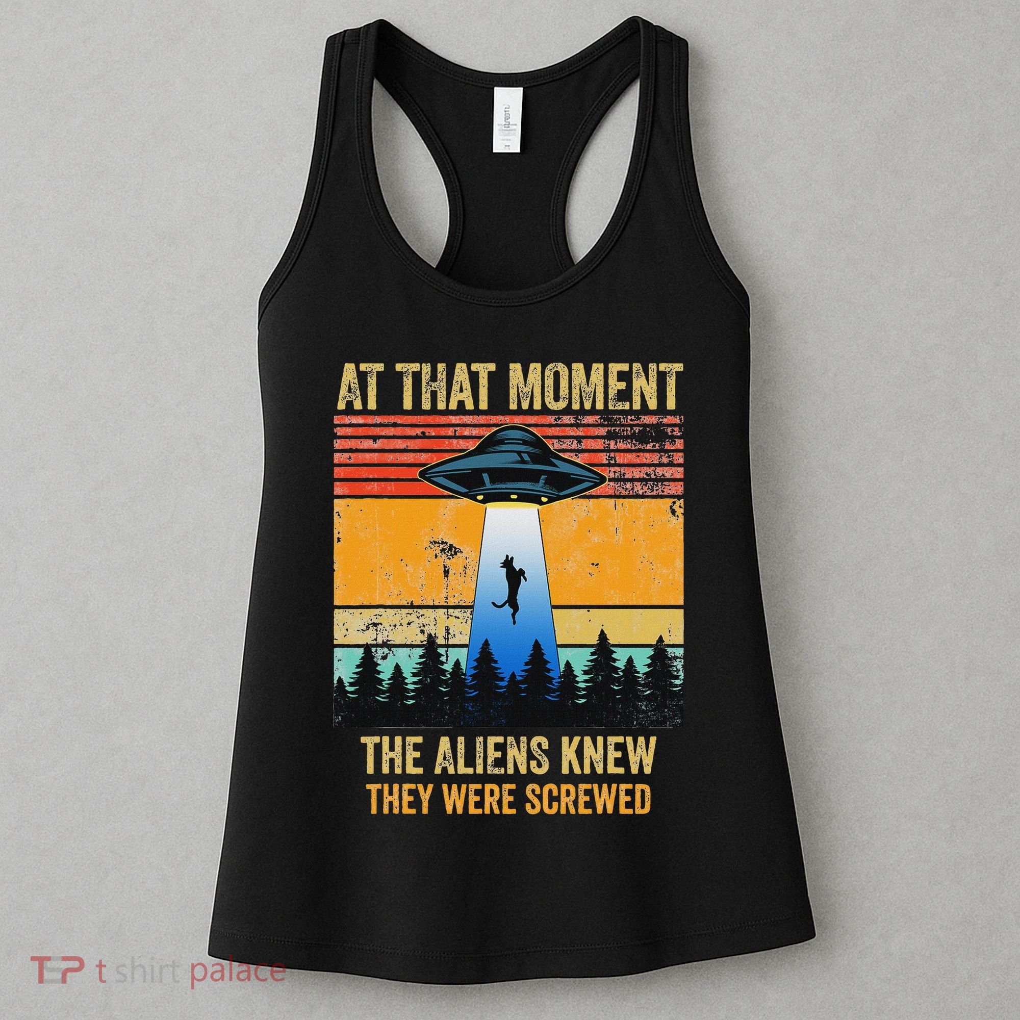 Funny Alien Abduction Malinois Dutch Shepherd Ufo Uap Dog Women's Tank Top