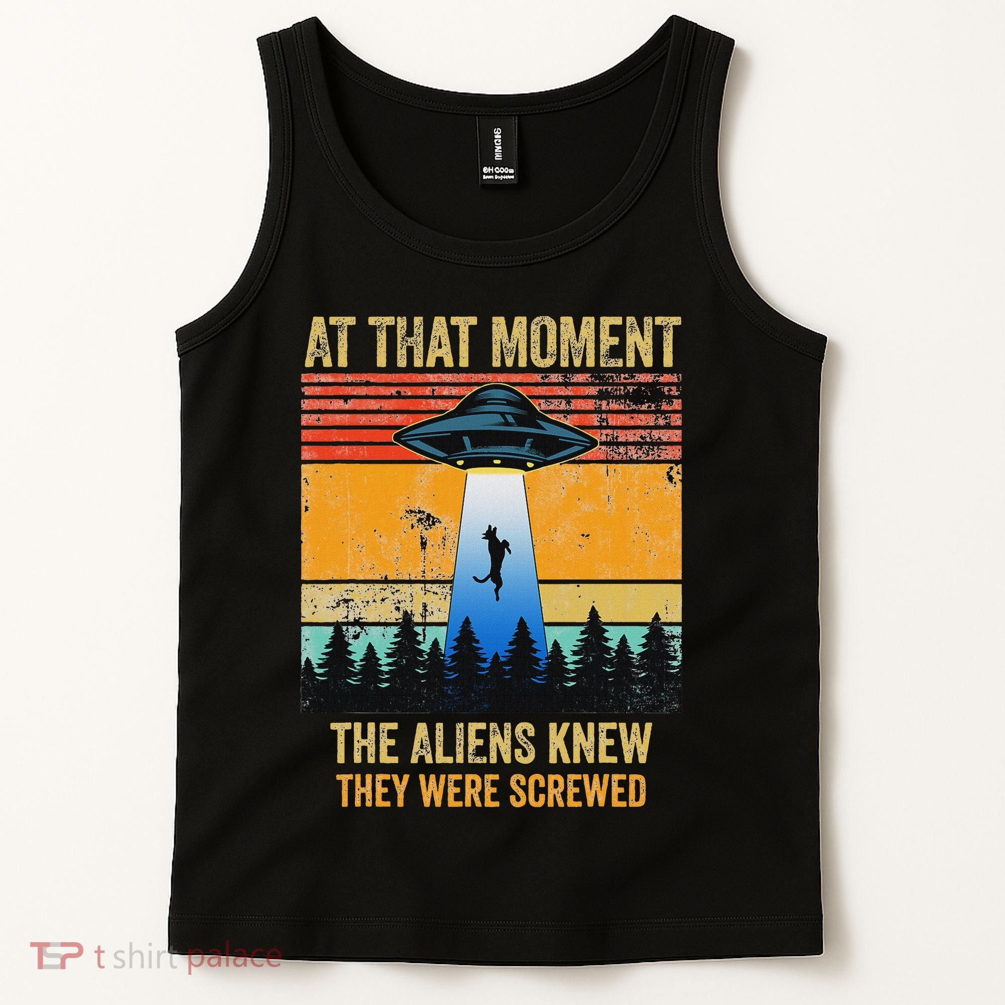 Funny Alien Abduction Malinois Dutch Shepherd Ufo Uap Dog Tank Top