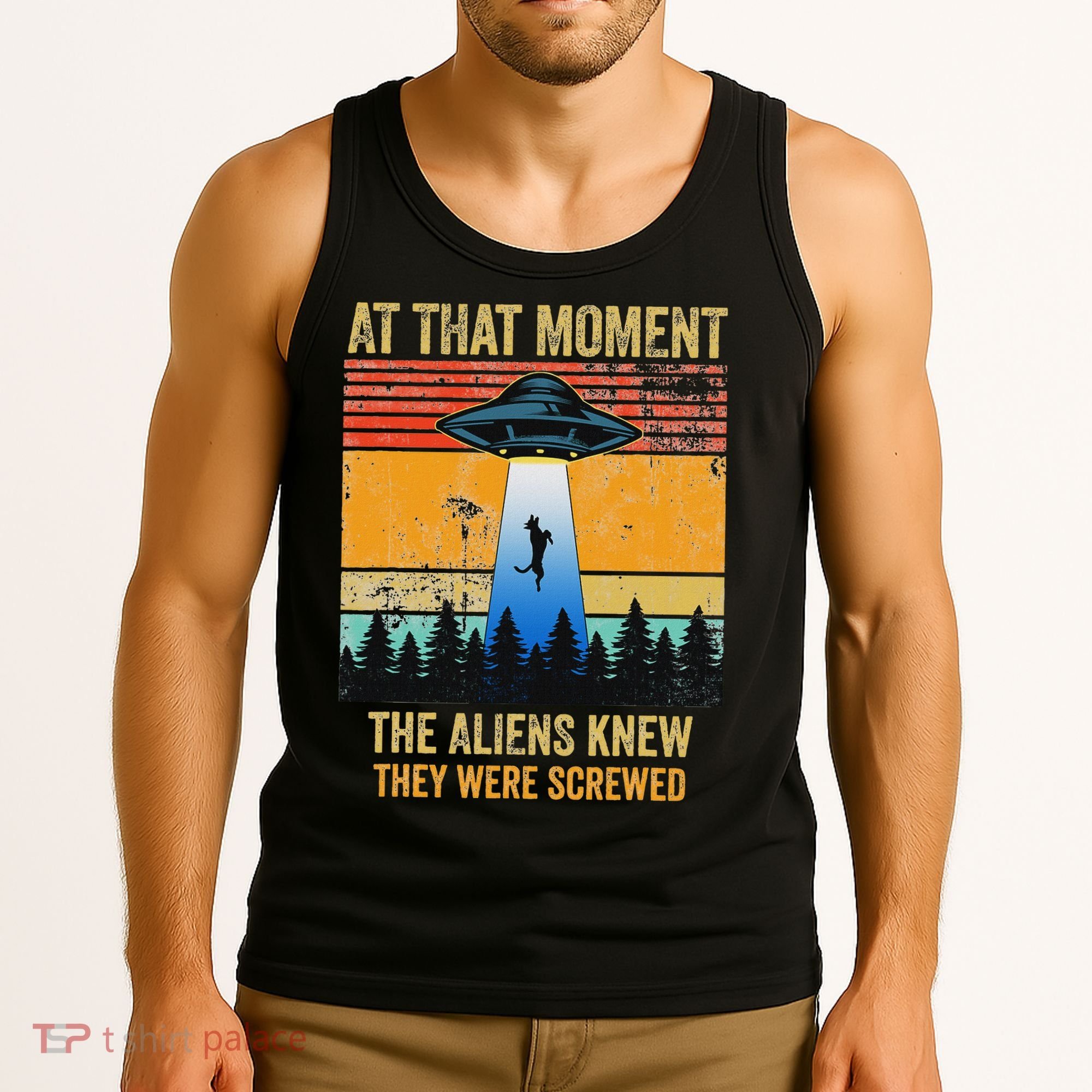 Funny Alien Abduction Malinois Dutch Shepherd Ufo Uap Dog Tank Top