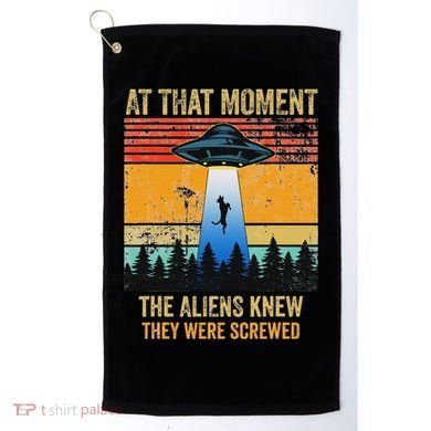 Funny Alien Abduction Malinois Dutch Shepherd Ufo Uap Dog Golf Towel