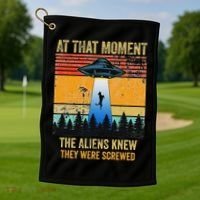 Funny Alien Abduction Malinois Dutch Shepherd Ufo Uap Dog Golf Towel thumb 1