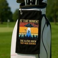 Funny Alien Abduction Malinois Dutch Shepherd Ufo Uap Dog Golf Towel thumb 2