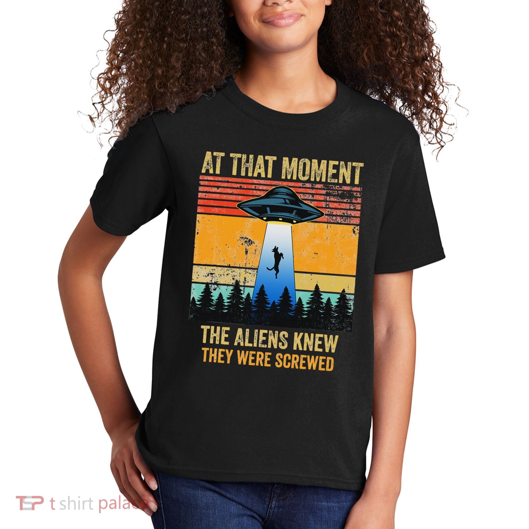 Funny Alien Abduction Malinois Dutch Shepherd Ufo Uap Dog Kids T-Shirt