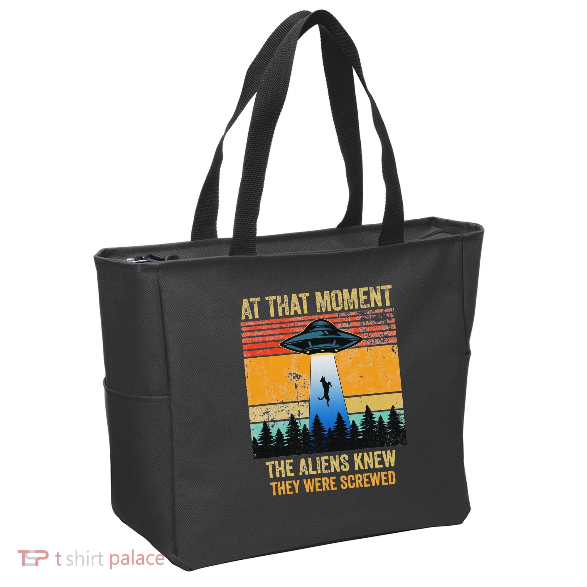 Funny Alien Abduction Malinois Dutch Shepherd Ufo Uap Dog Tote Bag