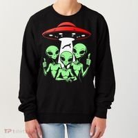 Funny Alien Abduction Selfie Alien Vacation Fishing Trip Women's Sweatshirt thumb 0