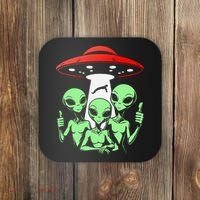 Funny Alien Abduction Selfie Alien Vacation Fishing Trip Coaster thumb 0