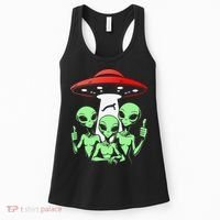 Funny Alien Abduction Selfie Alien Vacation Fishing Trip Women's Tank Top thumb 0