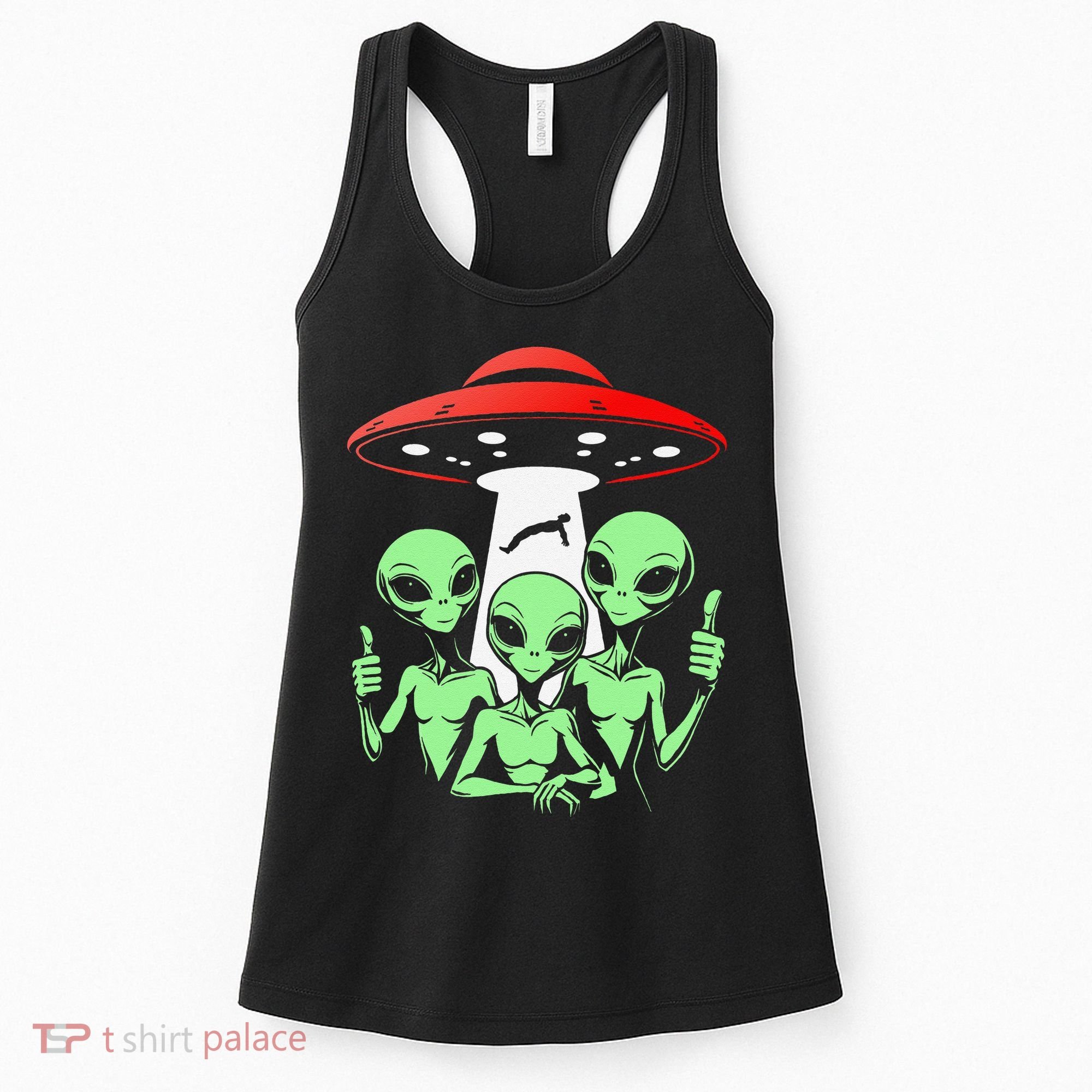 Funny Alien Abduction Selfie Alien Vacation Fishing Trip Women's Tank Top