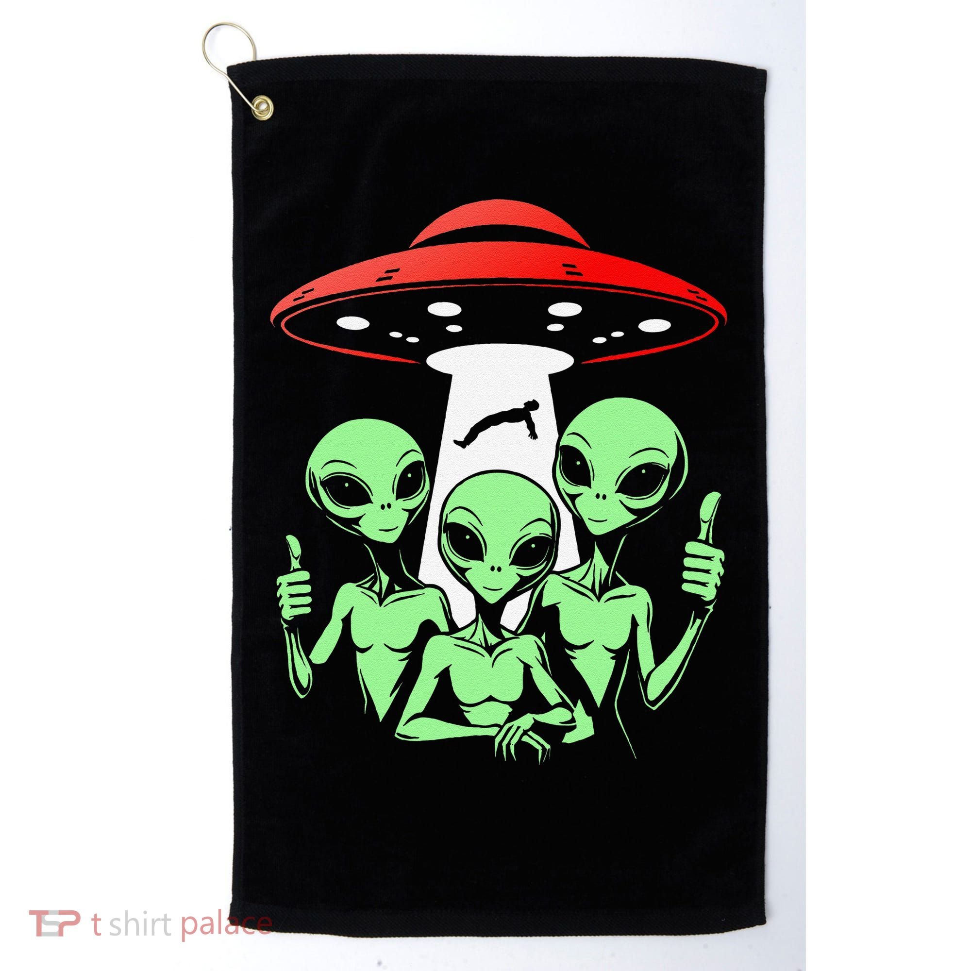 Funny Alien Abduction Selfie Alien Vacation Fishing Trip Golf Towel