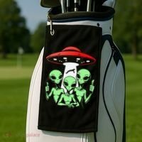 Funny Alien Abduction Selfie Alien Vacation Fishing Trip Golf Towel thumb 2