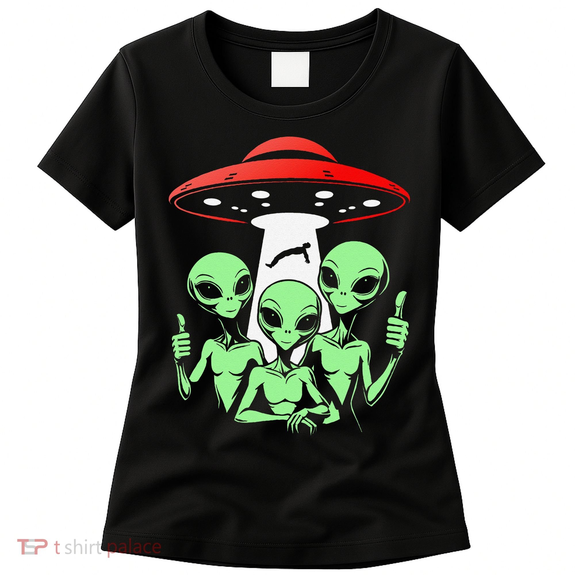 Funny Alien Abduction Selfie Alien Vacation Fishing Trip Women's T-Shirt