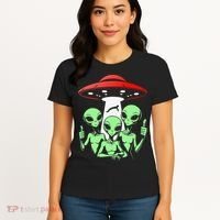 Funny Alien Abduction Selfie Alien Vacation Fishing Trip Women's T-Shirt thumb 4