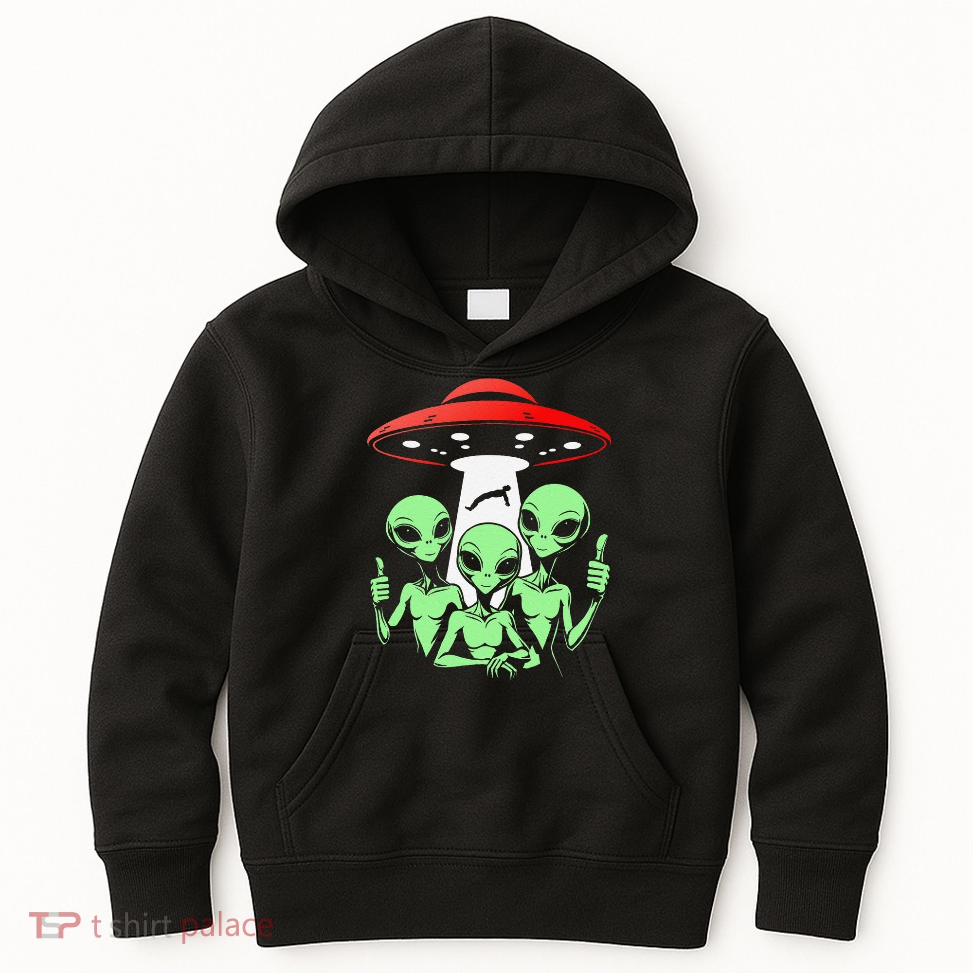 Funny Alien Abduction Selfie Alien Vacation Fishing Trip Kids Hoodie