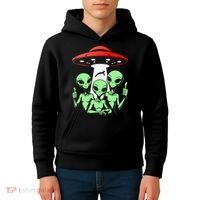 Funny Alien Abduction Selfie Alien Vacation Fishing Trip Kids Hoodie thumb 4
