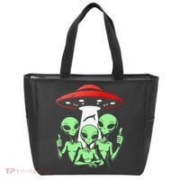 Funny Alien Abduction Selfie Alien Vacation Fishing Trip Tote Bag thumb 0