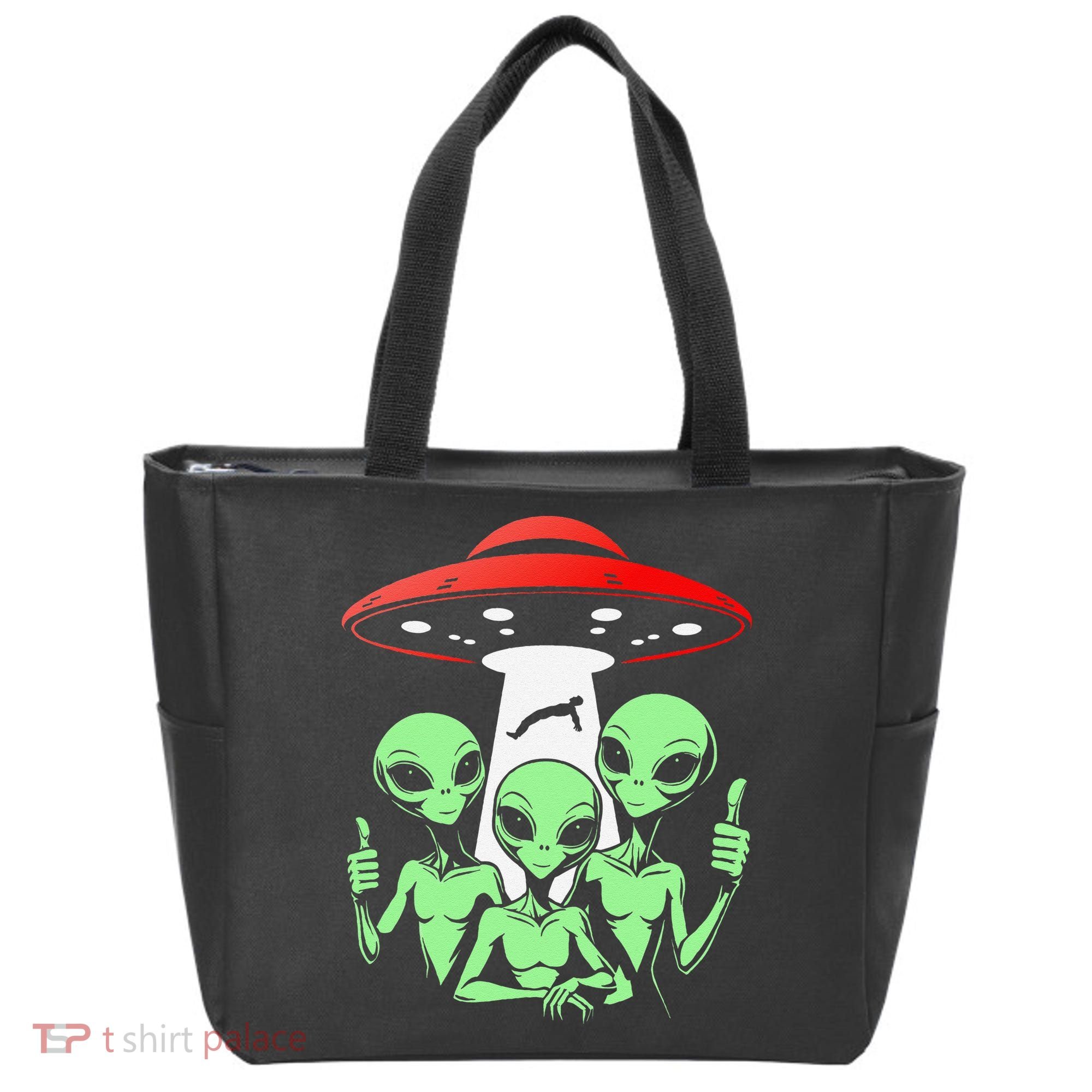 Funny Alien Abduction Selfie Alien Vacation Fishing Trip Tote Bag