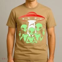 Funny Alien Abduction Selfie Alien Vacation Fishing Trip T-Shirt thumb 3
