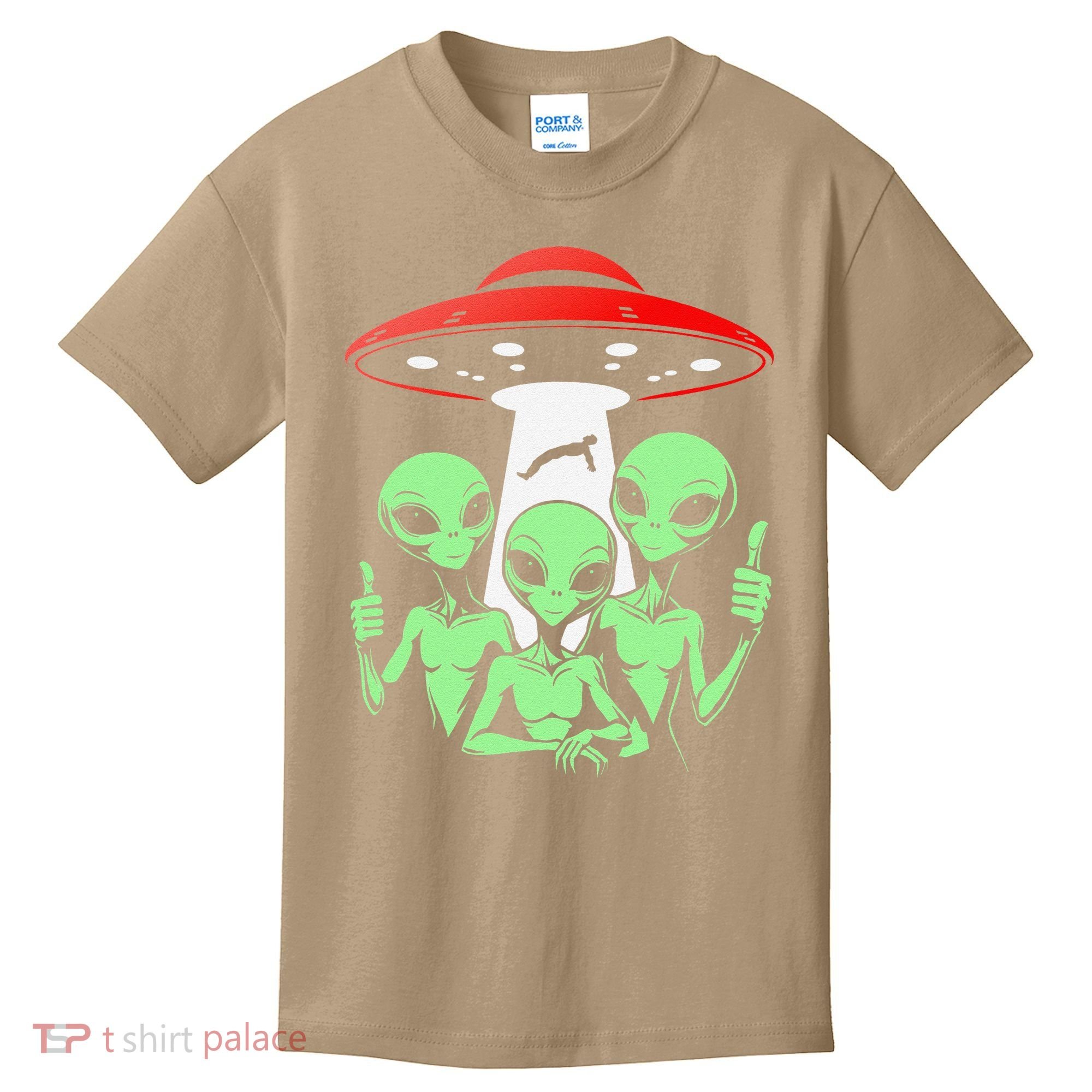 Funny Alien Abduction Selfie Alien Vacation Fishing Trip Kids T-Shirt