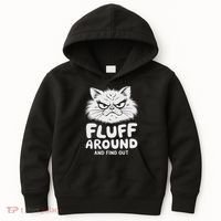 Fluff Around And Find Out Cat Kids Hoodie thumb 0