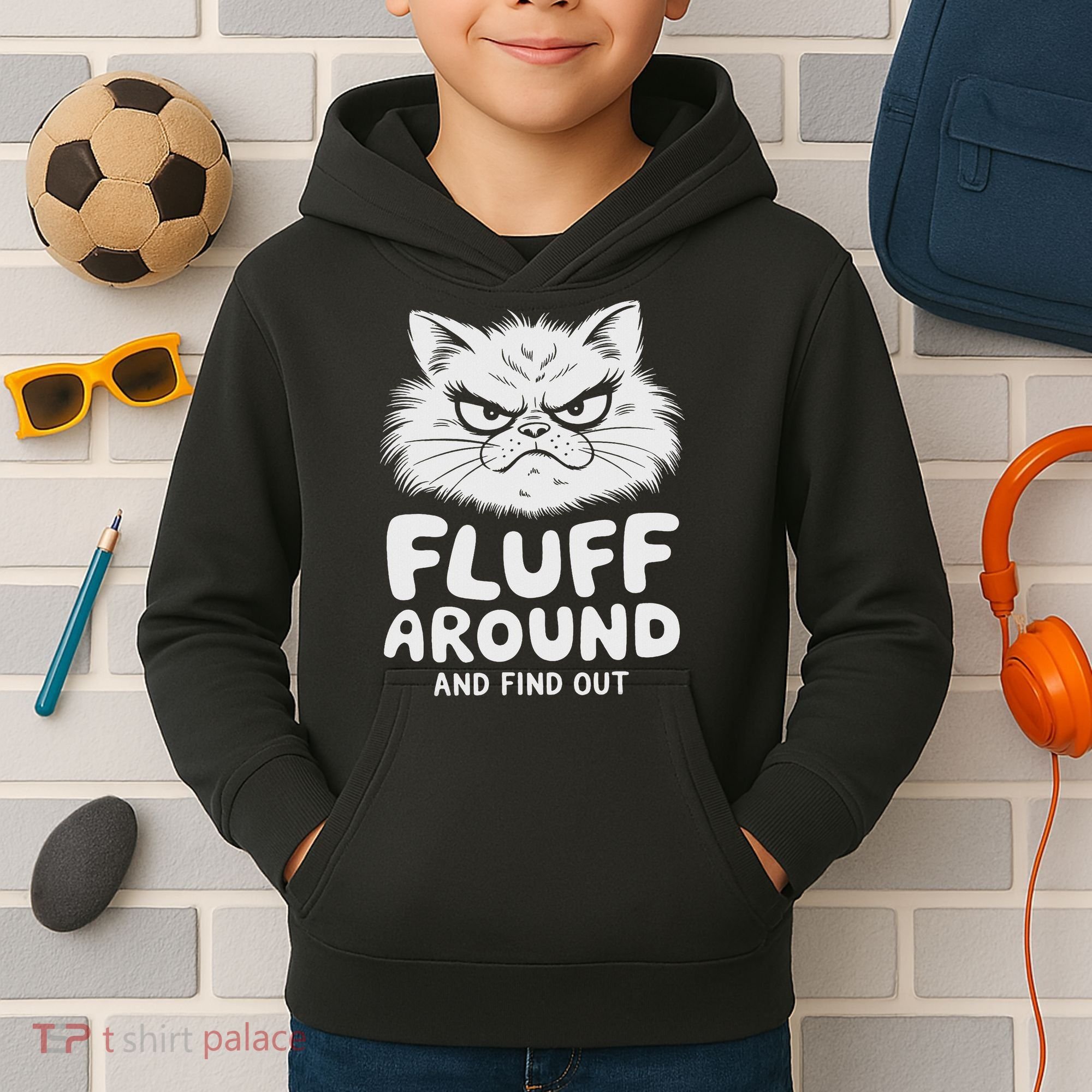 Fluff Around And Find Out Cat Kids Hoodie