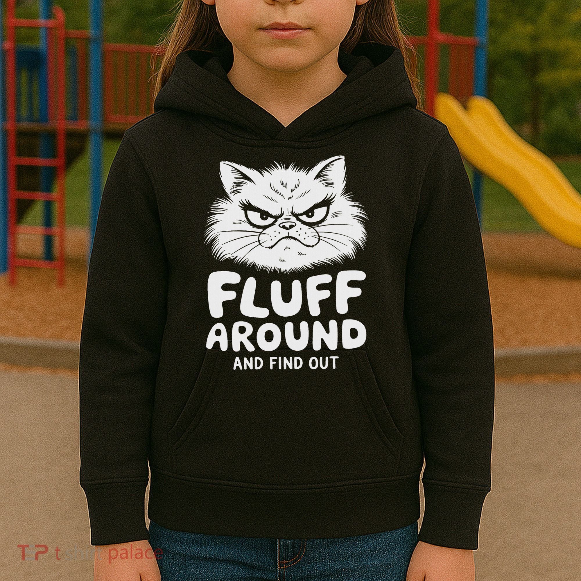 Fluff Around And Find Out Cat Kids Hoodie
