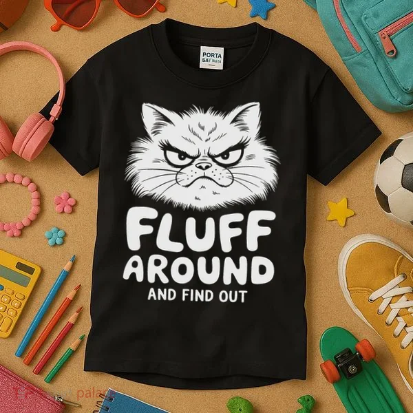 Fluff Around And Find Out Cat Kids T-Shirt