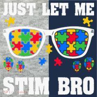 Funny Autism Awareness Just Let Me Stim Bro Kids Colorblock Raglan Jersey thumb 2