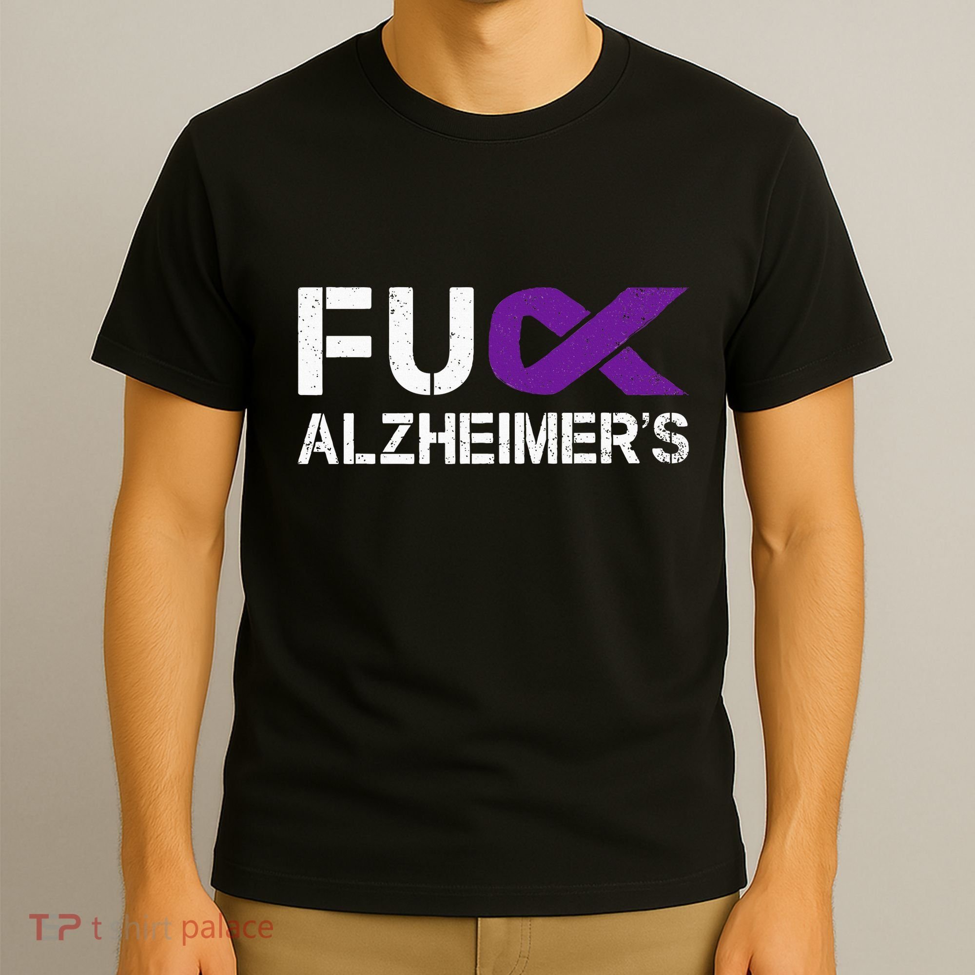 Fuck Alzheimers Awareness Month Purple Ribbon Fighter T-Shirt