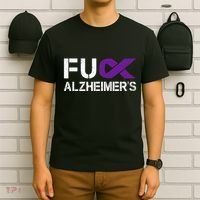 Fuck Alzheimers Awareness Month Purple Ribbon Fighter T-Shirt thumb 6