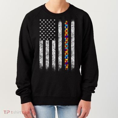 Funny Autism Awareness American Flag Gift Women's Sweatshirt